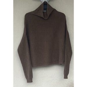Outerknown Brown Ribbed Mock Neck Sweater Women’s XL Chunky Knit Pullover Boxy
